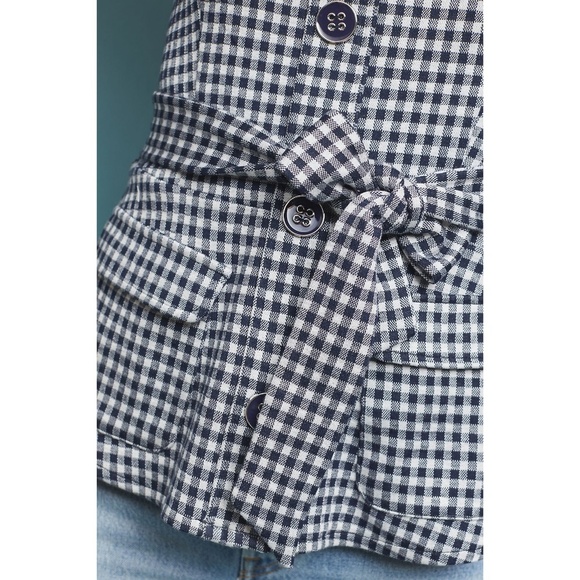 Eva Franco Anthropologie Strapless Gingham Belted Button Front Top - Picture 3 of 6